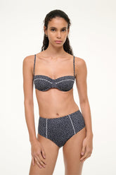 JO BALCONETTE BIKINI TOP | BLACK WOODBLOCK DITSY FLORAL